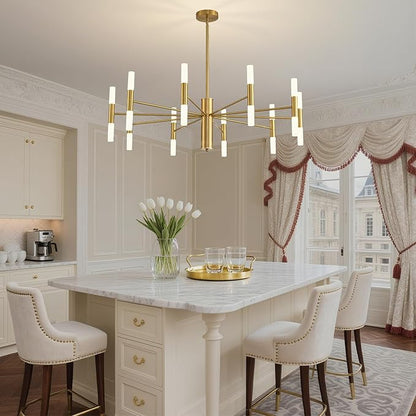 Gold Modern Chandelier 20-Light, Large Luxury Round Candle Chandeliers with Acrylic Shades, 38.6" Dining Room Light Fixture for High Ceilings, Living Room, Foyer, Entryway, G9 Base