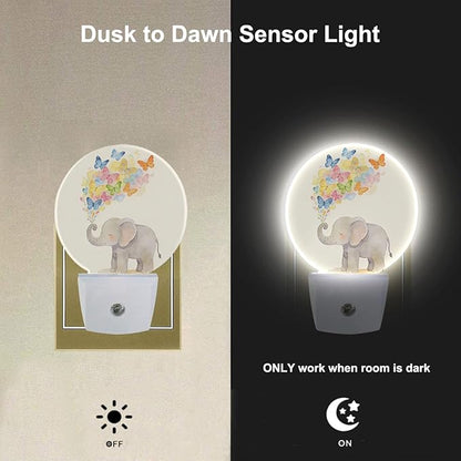 Cute Elephant Night Light Happy Birthday Elephant Nursery Animal Plug-in Nightlight Energy Saving 0.5W LED Lighting for Boys Girls Men Women