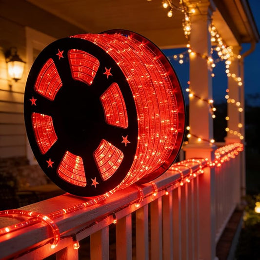100Ft LED Rope Lights, LED Strip Lights Outdoor Waterproof Decorative Lighting for Indoor/Outdoor, Eaves, Backyards Garden, Halloween and Christmas Decorations(Red)