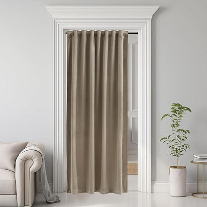 StangH Camel Beige Velvet Curtains Back Tab Thermal Insulated Privacy Room Divider for Doorway/Bedroom, Room Darkening Window Panels for Living Room, W42 x L80, 1 Panel