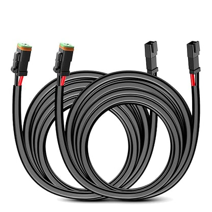 Nilight 2 PCS 16AWG 10 Feet Wiring Harness Extension Kit, Extended Plug and Play 2-pin Socket DT Connector Wire Cord for Offroad LED Light Bar Driving Fog Boat Work Lights