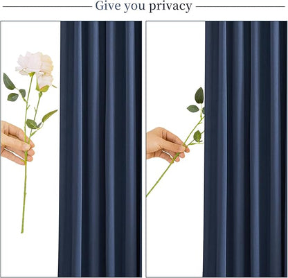 10 Panels Navy Blue Backdrop Curtain for Parties Wedding Wrinkle Free 50ft x 10ft Backdrop Drapes Panels for Baby Shower Gender Reveal Birthday Photo Photography Polyester Fabric Background Decoration