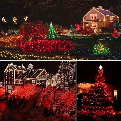 Joomer Solar String Lights, 39FT 100LED Solar Powered Outdoor Fairy Lights, Waterproof 8 Modes Twinkle String Light for Garden Patio Yard Tree Wedding Christmas Decor (Red)