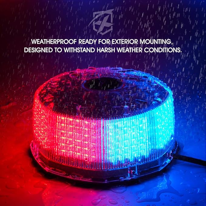 Xprite Red&Blue 240LED Rotating Beacon Light w/Magnetic Base，Safety Warning Police Flashing Lights for Law Enforcement Vehicles Forklift Patrol Security Trucks Cruiser UTV ATV Snowplow Volunteer