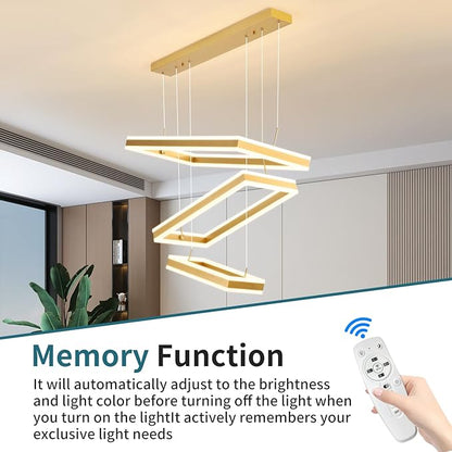 Modern Ceiling Pendant Light, LED Chandelier with Remote Control Dimmable 3 Color Mode & Brightness, Anti-Flicker Pendant Lights Kitchen Island Light Fixture for Dining Room Living Room
