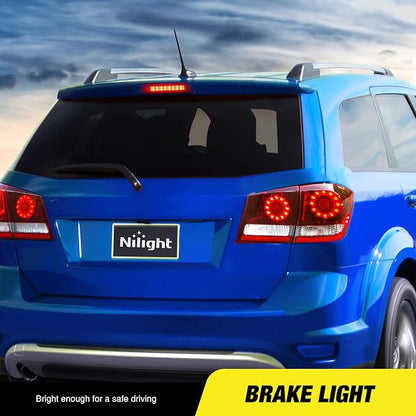 Nilight Third Brake Light Tail High Mount 3rd Stop Lights Smoked Lens Compatible with Dodge Journey 2010 2011 2012 2013 2014 2015 2016 Van SUV Rear Center Cab Lamp