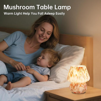 Dawnwake Mushroom Lamp Table Lamp for Bedroom,Small Desk Bedside Lamps for Living Room,Mushroom Decor Cute Mini Modern Mid Century Lamps for Night Stands,Aesthetic Home Living Room Decor(Flame Cream)