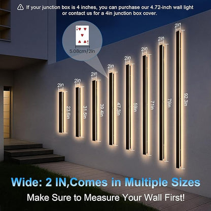 Exterior Wall Lights for House - 59inch Long Strip Modern Outdoor Light Wall Fixture Sconce, Dimmable Outside Garage Exterior Lights, Black Wall Mount Lighting for Porch Corridor, Garage
