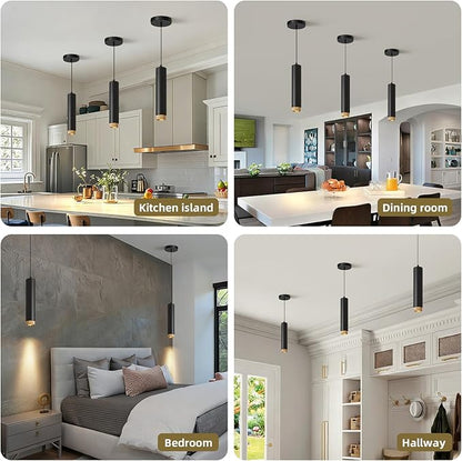 OKELI Modern Black LED Pendant Light for Kitchen Island, 1 Pack – Dimmable Zoomable Pendant, Adjustable Beam Angle, 3 Color Temps 2700K/4000K/6000K, Mini Hanging Light for Bar or Bedroom, 12W 11.8"