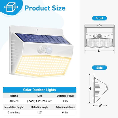 Peasur 6 Packs Solar Outdoor Lights Motion Sensor, Solar Security Lights Waterproof with 3 Lighting Modes Solar Powered Wall Lights Outside for Garden Fence Yard Deck, Warm White