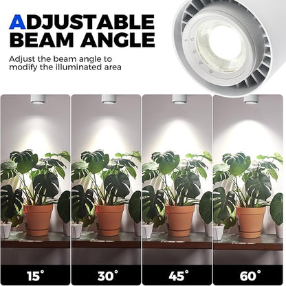 Barrina TR40c Track Grow Light for Indoor Plants, 3 x 40W, 5000K Full Spectrum Ceiling Grow Lamp with Adjustable Beam Angle, with Timer for Growing Plants, 3-Head H-Type Track Light System