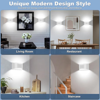 White Aluminum Modern LED Wall Sconce Indoor Wall Lights 1 Pack Hardwired Up and Down Wall Mount Light for Living Room Bedroom Corridor Hallway Conservatory Cool White 6000K(with G9 Bulbs)