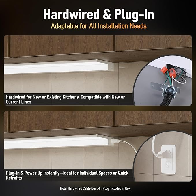TORCHSTAR Ultra-Slim LED Under Cabinet Lighting Fits 36 Inch Cabinets, 5CCT 20W 1500LM, Hardwired & Plug-in, 120V CRI90 Linkable Dimmable Thin Under Counter Lights for Kitchen, ETL T24
