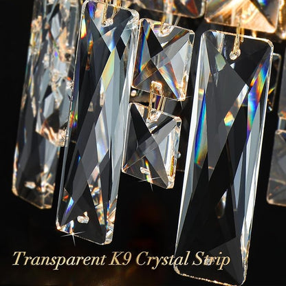 12-Lights Modern Gold Crystal Chandeliers for Dining Room Light Fixtures Over Table | L36" Luxury Crystal Chandeliers for Kitchen Island | Oval Hanging Lighting for Living Room Bedroom Bathroom