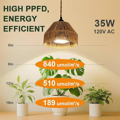 Grow Lights for Indoor Plants, Full Spectrum Plant lamp, with Timer and 15FT Power Cord, 30W Hanging Grow Lights，4000k Plant Light for Indoor Growing, Garden, Flowers, Greenhouse