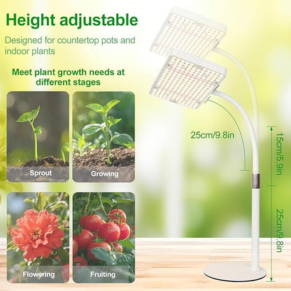 Desk Grow Light, Bright Tabletop Grow Lights for Seed Starting, Seedlings, Bonsai, 25 Watt Power Draw, NO Need Adapter, 16"-24" Height Adjustable, Daisy Chain Function