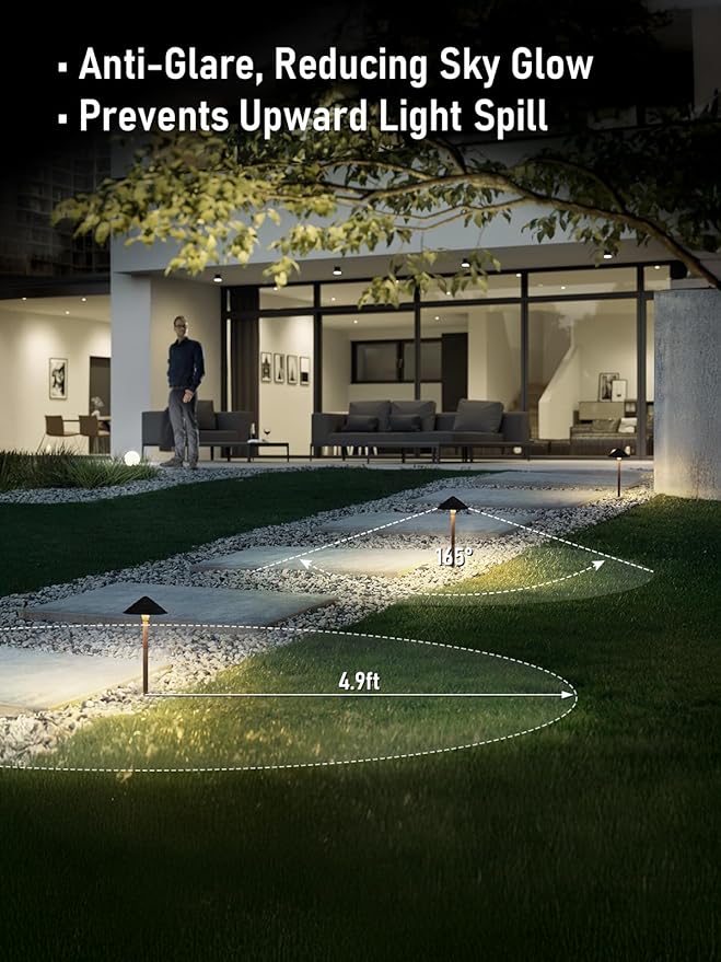LEONLITE LED Low Voltage Landscape Lights, 3W Cast-Aluminum 12-24V Pathway Light, 4000K Cool White Waterproof Path Lights, ETL Listed Landscape Lighting Wired for Yard Lawn, Bronze, Pack of 4