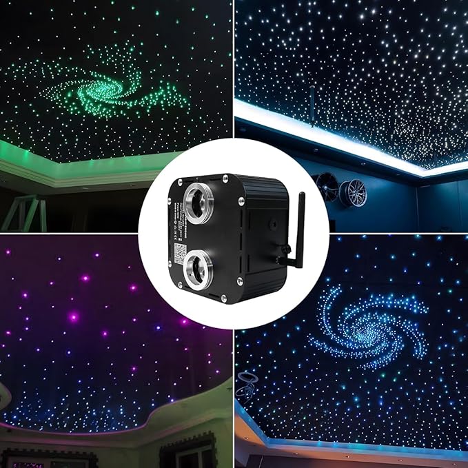 AZIMOM Updated Dual Color 50W Twinkle Fiber Optic Starlight Kits 2000pcs*0.03in*16.4ft Fiber Strands Sound Activated Bluetooth/APP Remote Control Theater Ceiling Home Shop Lobby Roof Decor