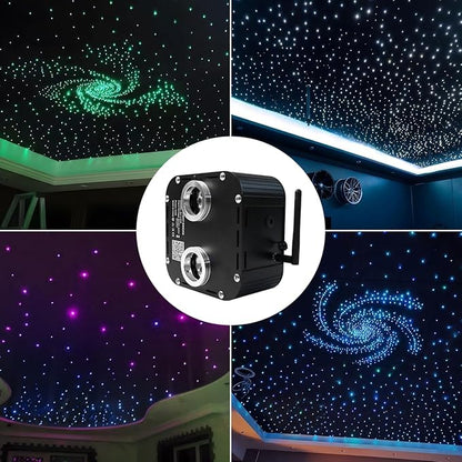 AZIMOM Updated Dual Color 50W Twinkle Fiber Optic Starlight Kits 2000pcs*0.03in*16.4ft Fiber Strands Sound Activated Bluetooth/APP Remote Control Theater Ceiling Home Shop Lobby Roof Decor