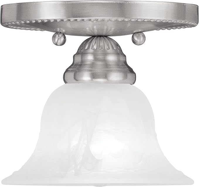 Livex Lighting 1530-91 Edgemont 1-Light Ceiling Mount, Brushed Nickel