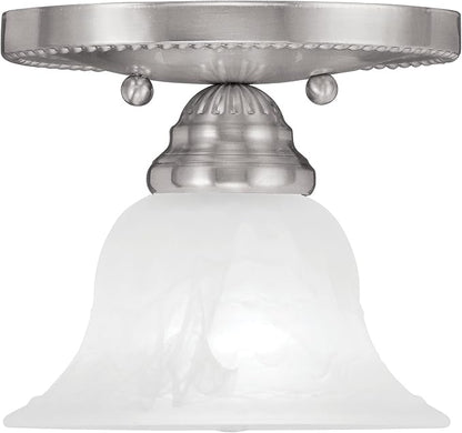 Livex Lighting 1530-91 Edgemont 1-Light Ceiling Mount, Brushed Nickel