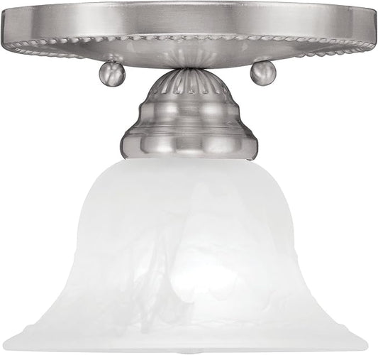 Livex Lighting 1530-91 Edgemont 1-Light Ceiling Mount, Brushed Nickel