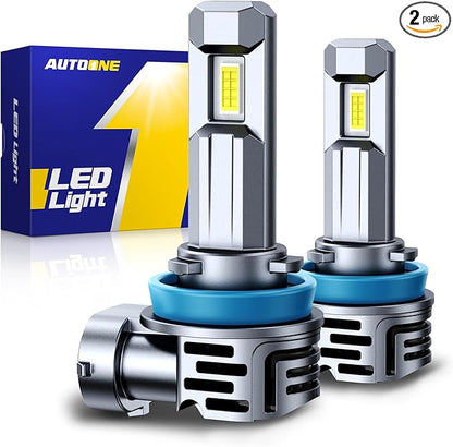 AUTOONE H11/H9 Bulb, No Flicker H11 Fog Lights, 40000LM with Cooling Fan, H9/H8/H11 Car Bulbs Plug and Play, IP68, Pack of 2