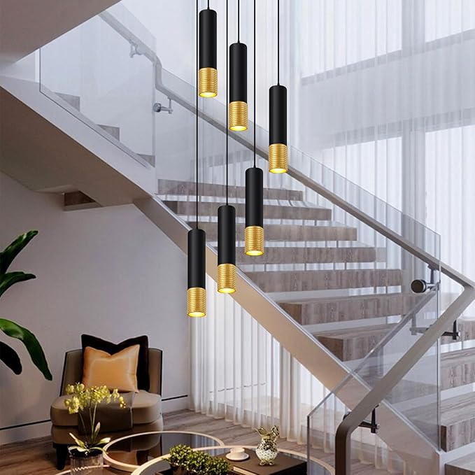 OKELI Modern Pendant Light,LED Black and Glod Pendant Lights Fixtures,3 Color Pendant Lighting for Kitchen Island, Bar,15W,2700K-6000K,ETL
