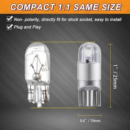 Auxbeam T10 194 LED Bulbs Blue, Super Bright Non-Polarity W5W 168 2825 Car Interior Lights, Replacement Bulb for Dashboard Lights, License Plate lights, Dome Map Light, 2 PCS