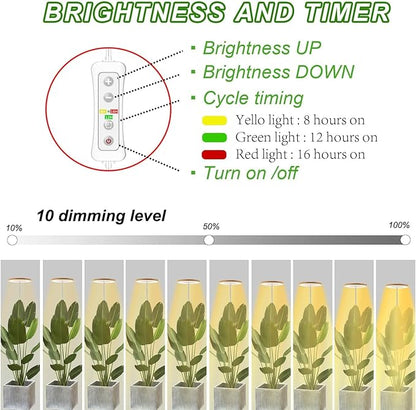 Plant Grow Light,yadoker LED Growing Light Full Spectrum for Indoor Plants,Height Adjustable, Automatic Timer, 5V Low Safe Voltage,Idea for Large Plant Light