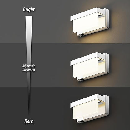 Wall Sconce Chrome Wall Light with On/Off Switch 8 inch LED Wall Lamp Acrylic Lampshade 4000K Sconce Wall Lighting