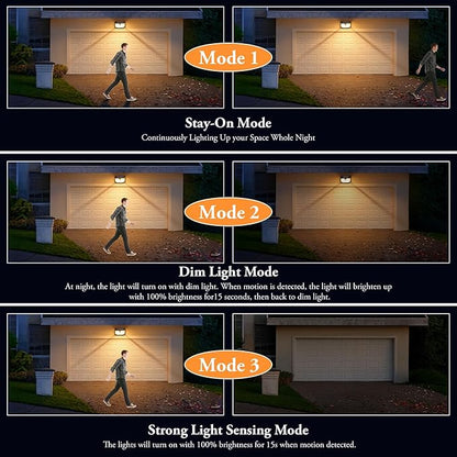 2-Pack Solar Outdoor Lights, Super Bright Solar Powered Motion Sensor Outdoor Lights, Warm White, 178s LED Outside Security Wall Lights for House, Porch, Fence