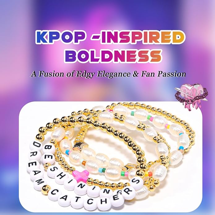 AICase for Kpop Stray Kids BTS Merch Toys Gifts Doll Bracelets Birthday Decorations 5 Pcs Stackable Stretch Friendship Beaded Bracelets k pop SKZ Cosplay Costume Jewelry Gifts for Fans Women Christmas