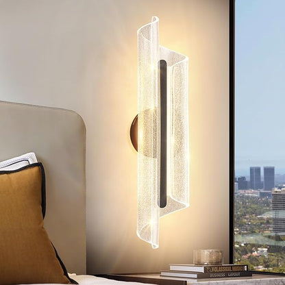 Black Wall Sconce Light Modern Wall Light Fixtures Dimmable LED Wall Lamp for Living Room Hallway Bathroom Bedroom 19.7In
