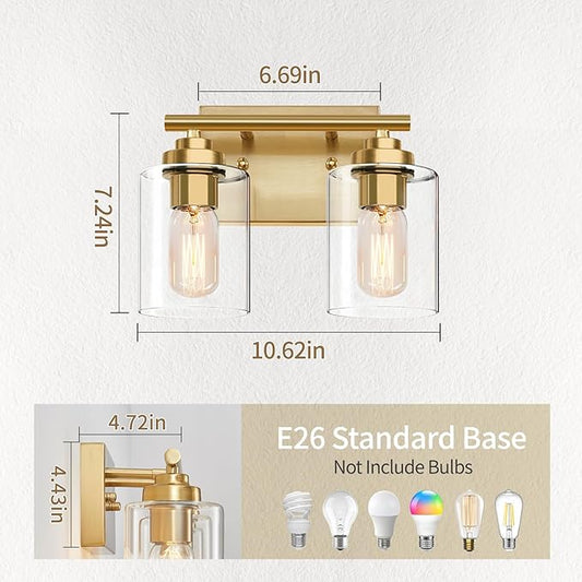 SKEJAO Bathroom Vanity Light Over Mirror,Bathroom Light Fixture Wall Sconce Lighting for Bedroom,Living Room (Gold, 2-Light)