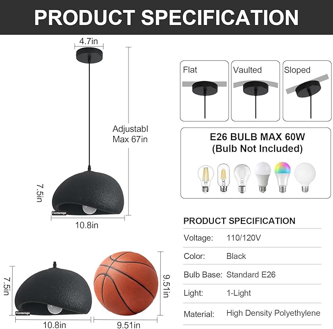 11.8in Wabi Sabi Pendant Light, Kitchen Island Lighting Fixture Ceiling Mount Japanese Lamp Japandi Chandelier for Dining Living Room Hallway Bedroom Restaurant Hanging Lamp, Black 1 Pack