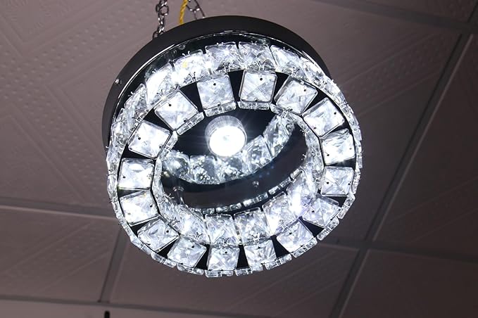 9.8" Crystal Flush Mount Ceiling Light Fixtures LED Round Mini Chandelier Light Fixture Ceiling Lamp for Kitchen Hallway Foyer 15 W 6000K Cool White