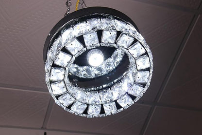 9.8" Crystal Flush Mount Ceiling Light Fixtures LED Round Mini Chandelier Light Fixture Ceiling Lamp for Kitchen Hallway Foyer 15 W 6000K Cool White