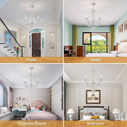 Small Crystal Chandelier, Mini Chrome Chandelier Light Fixture Wagon Wheel Crystal Hanging Pendant Light, 3-Light Modern Chandelier for Bedroom Hallway Bar Kitchen Dinning Living Room Foyer Bathroom