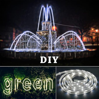 33ft Outdoor LED Strip Lights Waterproof, 600 LEDs 12V Low Voltage Rope Lights, Dimmable White Flat Flexible Lighting for Patio Garden Backyard Christmas Decor (Not Extendable)