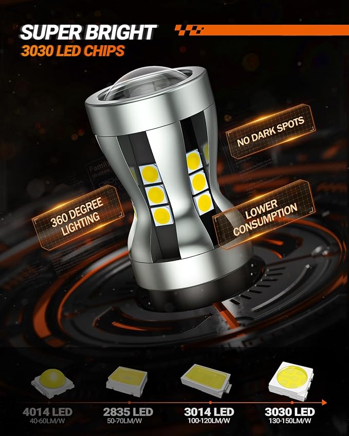 SEALIGHT 921 LED Bulb Reverse Light with 3030-SMD LED Chips, 912 906 904 W16W T15 921 LED Bulb with Projector Replacement for Tail backup reverse Lights, Plug and Play, 6000K White, Pack of 2