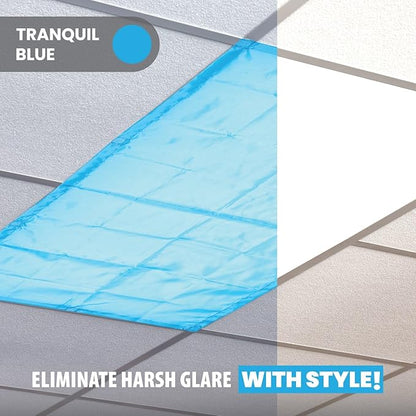 ShadeOn Fluorescent Light Covers for Ceiling Lights (8-Pack) - 2x4 ft Magnetic Light Covers for Ceiling Lights Classroom & Office - Tranquil Blue