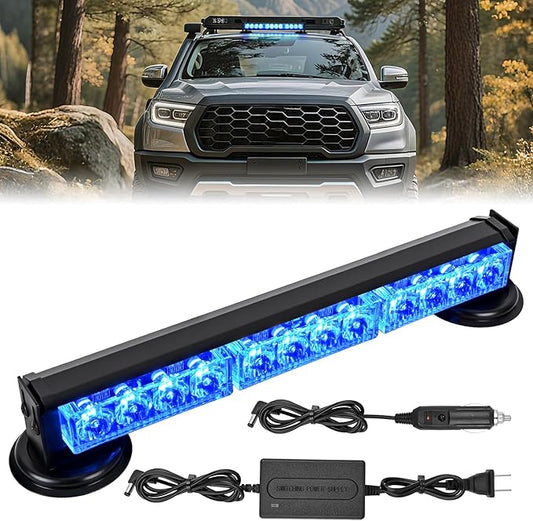 Nilight 12LED Wireless Emergency Strobe Light Blue 14 Inch Magnetic Mount Mini Light Bar 12V Rooftop Powered Hazard Warning Flashing Lights for Car Truck Trailer Snow Plow Construction Vehicles