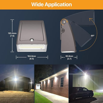 Adjustable LED Wall Pack Light with Dusk to Dawn Photocell 30W/40W/60W Selectable, 5000K Daylight, 100LM/W, 6000LM Max, IP65 Waterproof Outdoor Security Light for Garage, Building, Yard