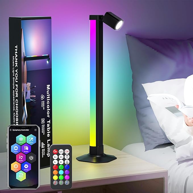 Smart Light Bar with Swivel Lamp, RGB LED Light Bar for Room, RGB & IC Ambient Backlight with 16 Million Colors, 213 Preset & 8 Scene Modes, Dynamic Music Sync, 3 Modes Control, for Gaming, Reading