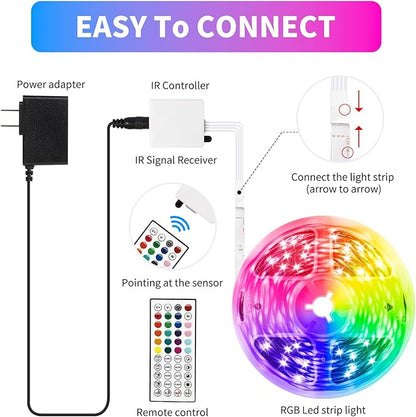 LED Strip Lights,RGB Music Sync Color Changing Led Lights with Smart App Control Remote & Remote Control for Room,Part,Essential,Sense of Atmosphere Decoration(100FT-2 Rolls of 50ft)