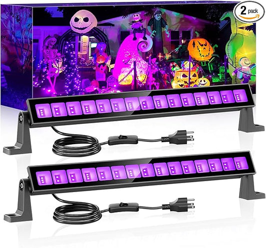 45W LED Black Light Bar,Black Lights for Glow Party,Waterproof Blacklight with Plug & Switch, Halloween Light for Glow in The Dark Party Supplies,Bedroom,Body Paint,Stage Lighting,2 Pack