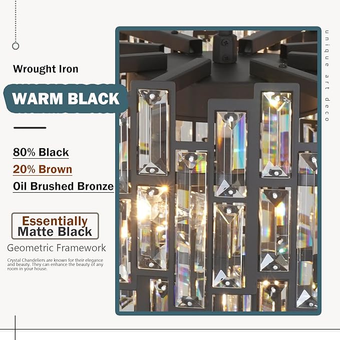 Rectangle Chandeliers for Dining Room - 17 Lights Rectangular Linear Chandeliers in Black