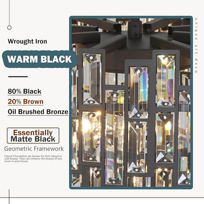 Rectangle Chandeliers for Dining Room - 17 Lights Rectangular Linear Chandeliers in Black
