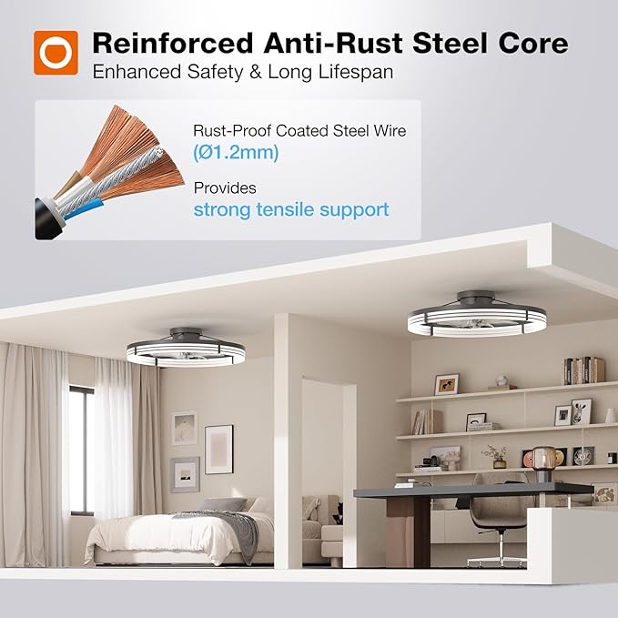 addlon Ceiling Fans with Lights and Remote, 24'' Low Profile Ceiling Fans, 3000-6000K Dimmable Modern Flush Mount LED Fan Light, Fandelier Ceiling Fan for Bedroom, Kitchen, Living Room